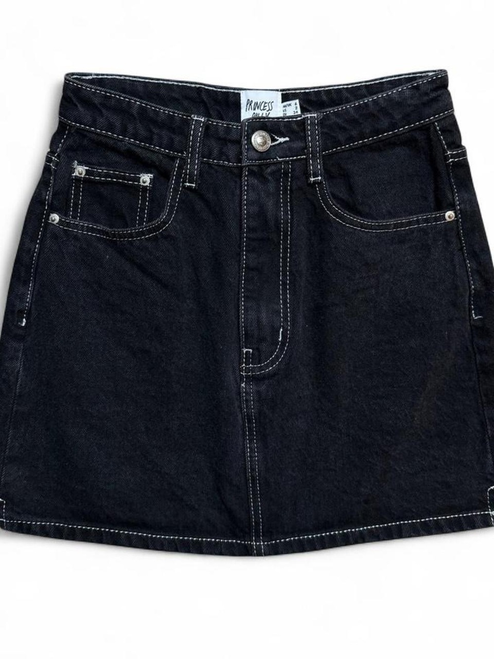 Princess Polly Black Denim Mini Skirt - Size 2
